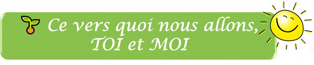 Bouton vert Ce vers quoi nous allons TOI et MOI avec icone pousse et soleil souriant