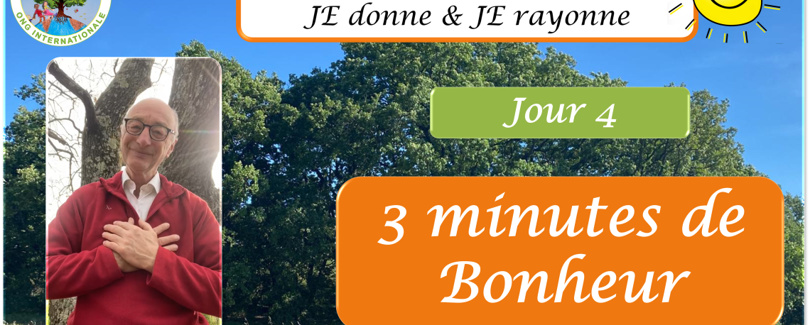 Homme souriant en pull rouge, mains croisées sur le cœur devant un arbre, vignette du Jour 4 du Programme International JE donne et JE rayonne - 3 minutes de Bonheur par l'ONG Les Arbres du Bonheur